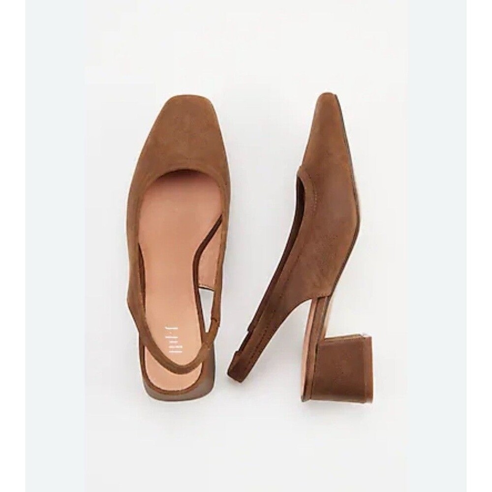 NWOB J.Jill Light Brown Leather Dressy Minimalist Suri Slingback Shoes, Sz. 7